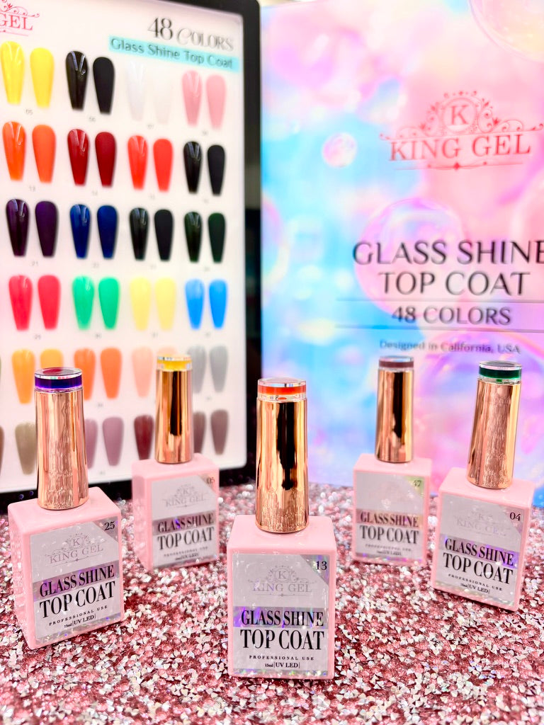 48 colors Glass Shine Top Coat Collection - KingGel