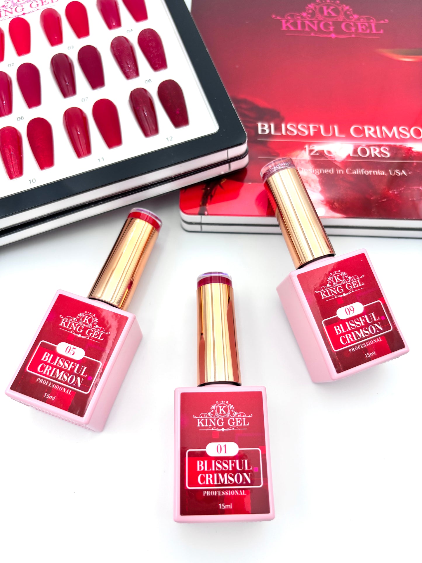12 Colors Blissful Crimson Collection - KingGel Brand