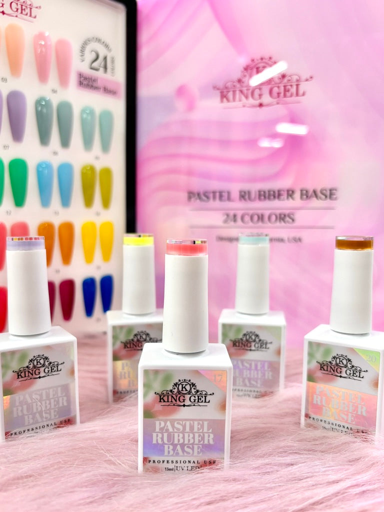 24 colors Pastel Rubber Base Collection - KingGel - Consistency similar to Builder Gel but not as thick