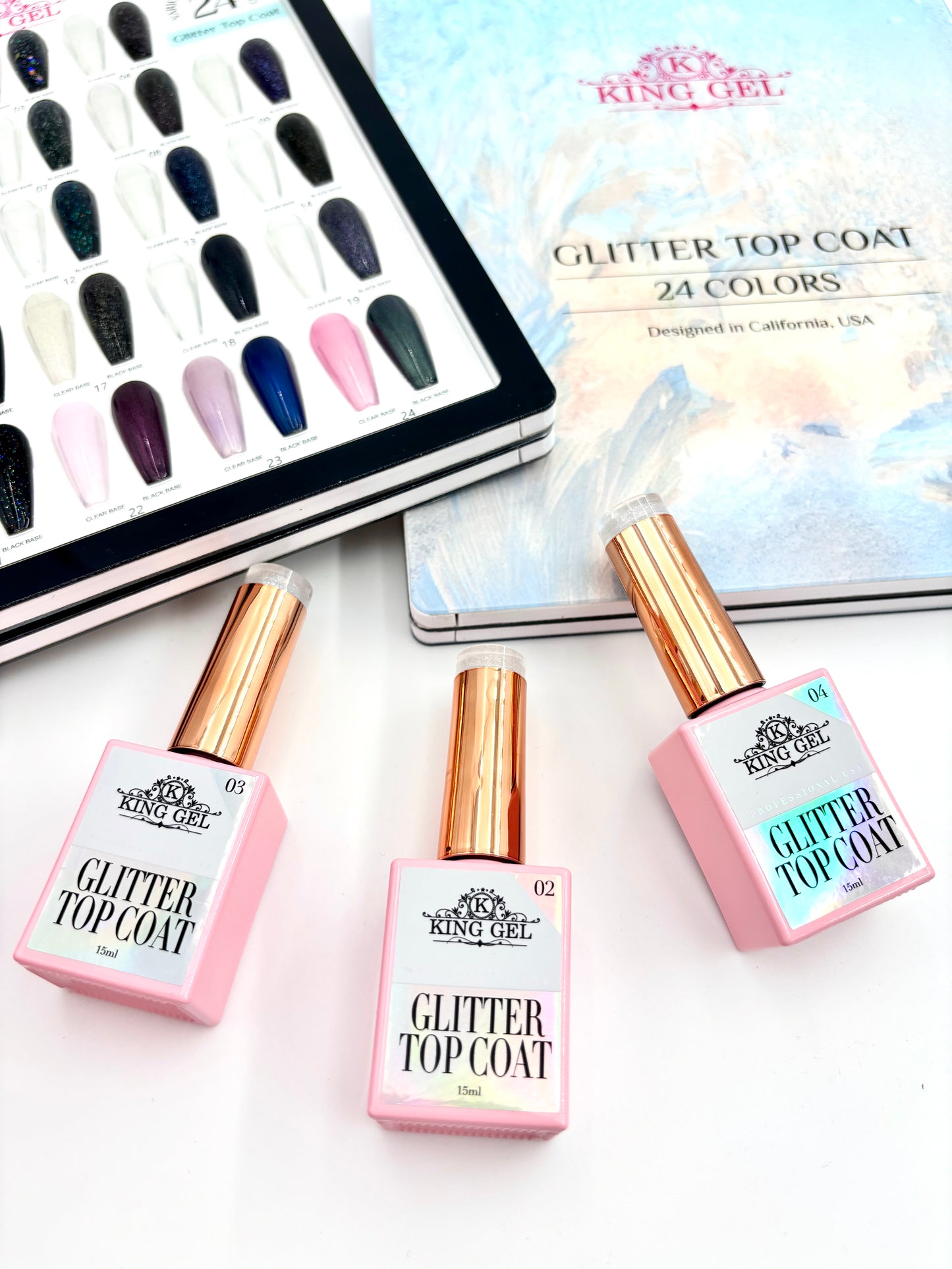24 colors Glitter Top Collection - KingGel