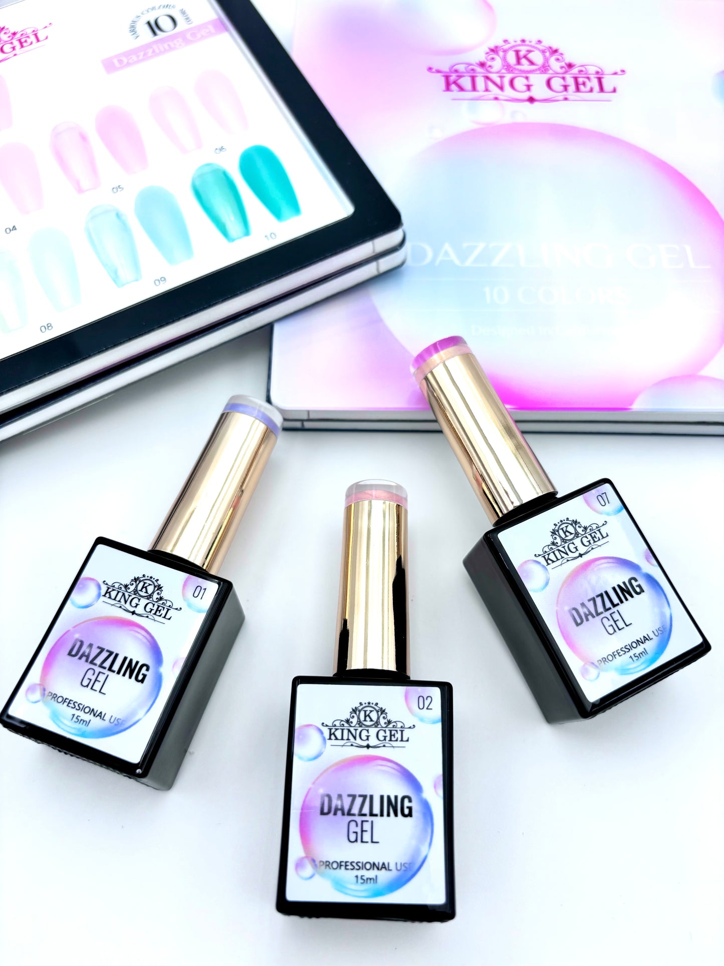 10 Colors Dazzling Gel Collection - KingGel Brand