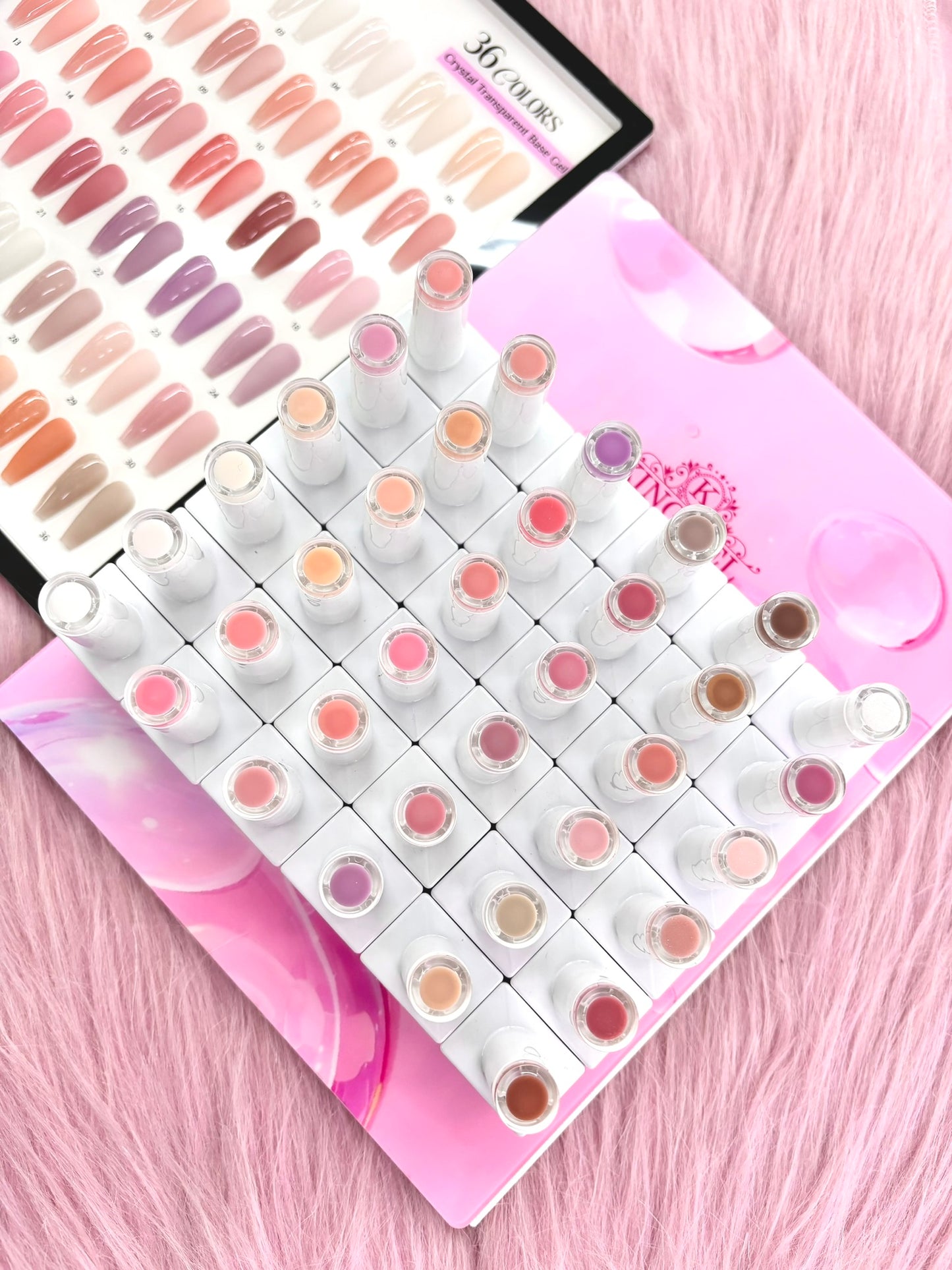 36 Colors Crystal Transparent Base Gel Collection - KingGel Brand