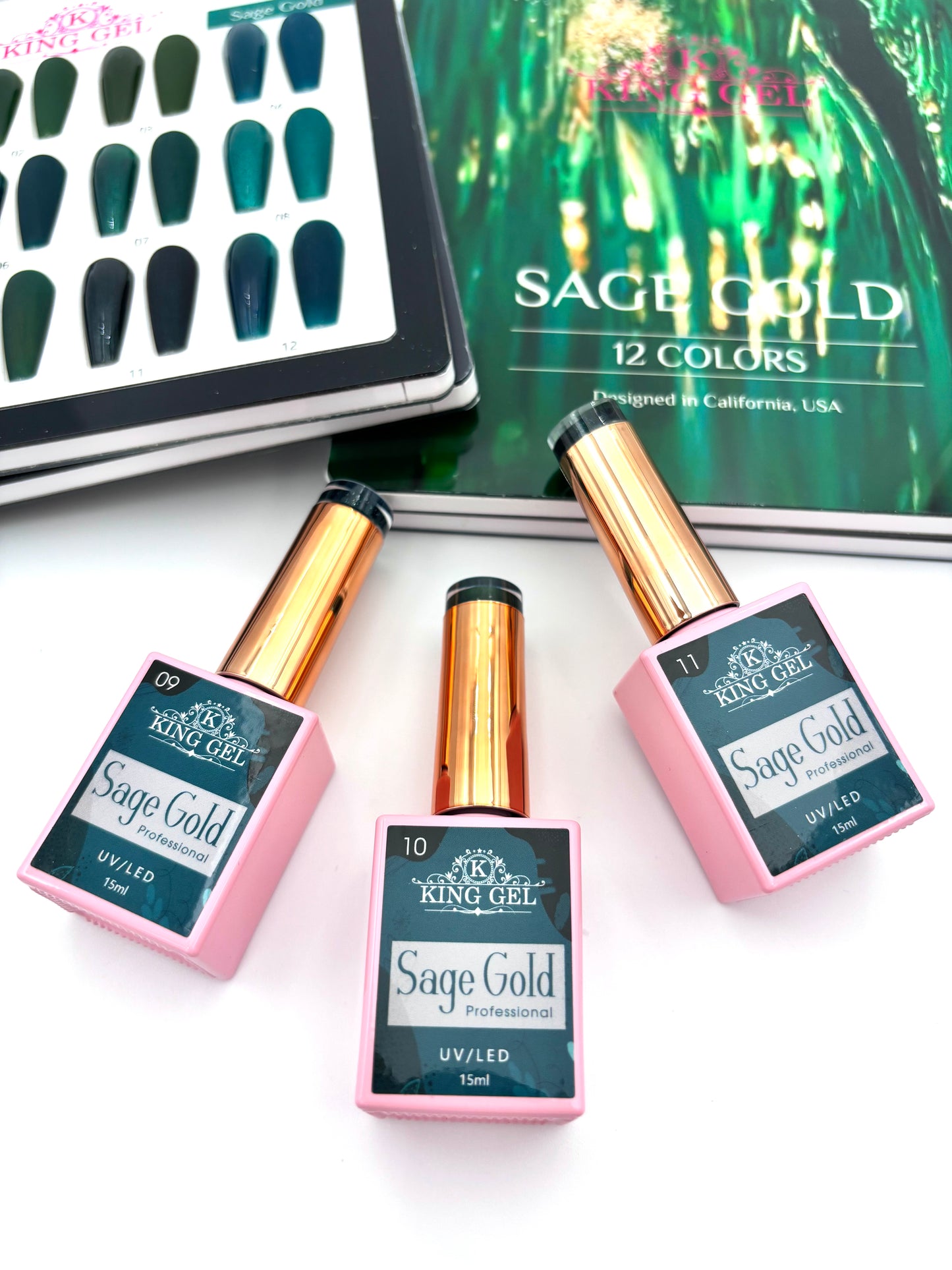 12 Colors Sage Gold Collection - KingGel Brand