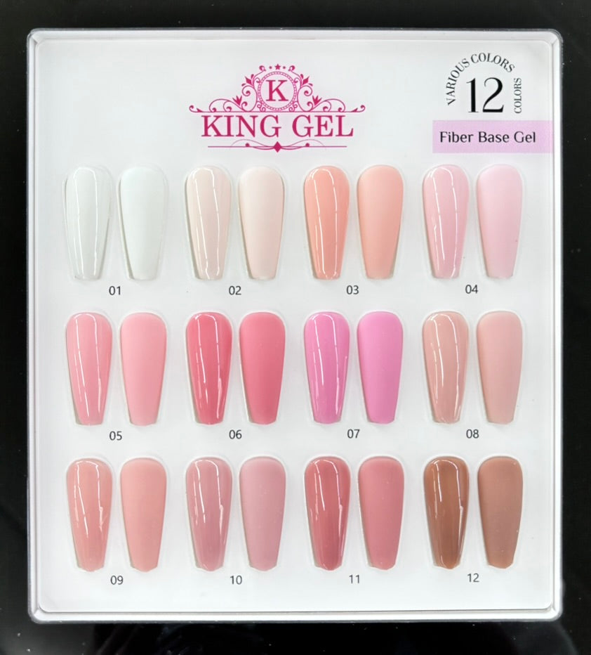 12 Colors Fiber Base Collection - KingGel Brand - Builder gel consistency