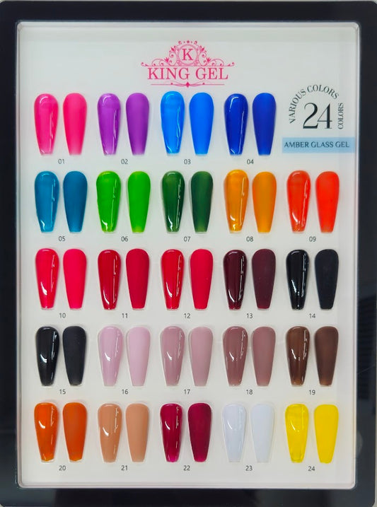 24 colors Amber Glass Gel Collection - KingGel Brand