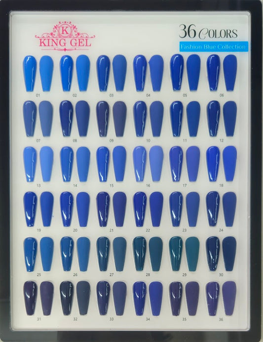 36 Colors Fashion Blue Gel Collection - KingGel Brand