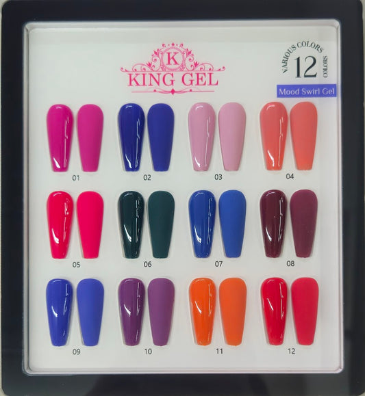 12 Colors Mood Swirl Gel Collection - KingGel Brand