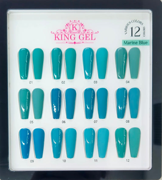 12 Colors Marine Blue Gel Collection - KingGel Brand