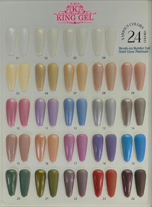 24 colors Brush On Builder Gel Shell Glow Platinum Collection - KingGel Brand