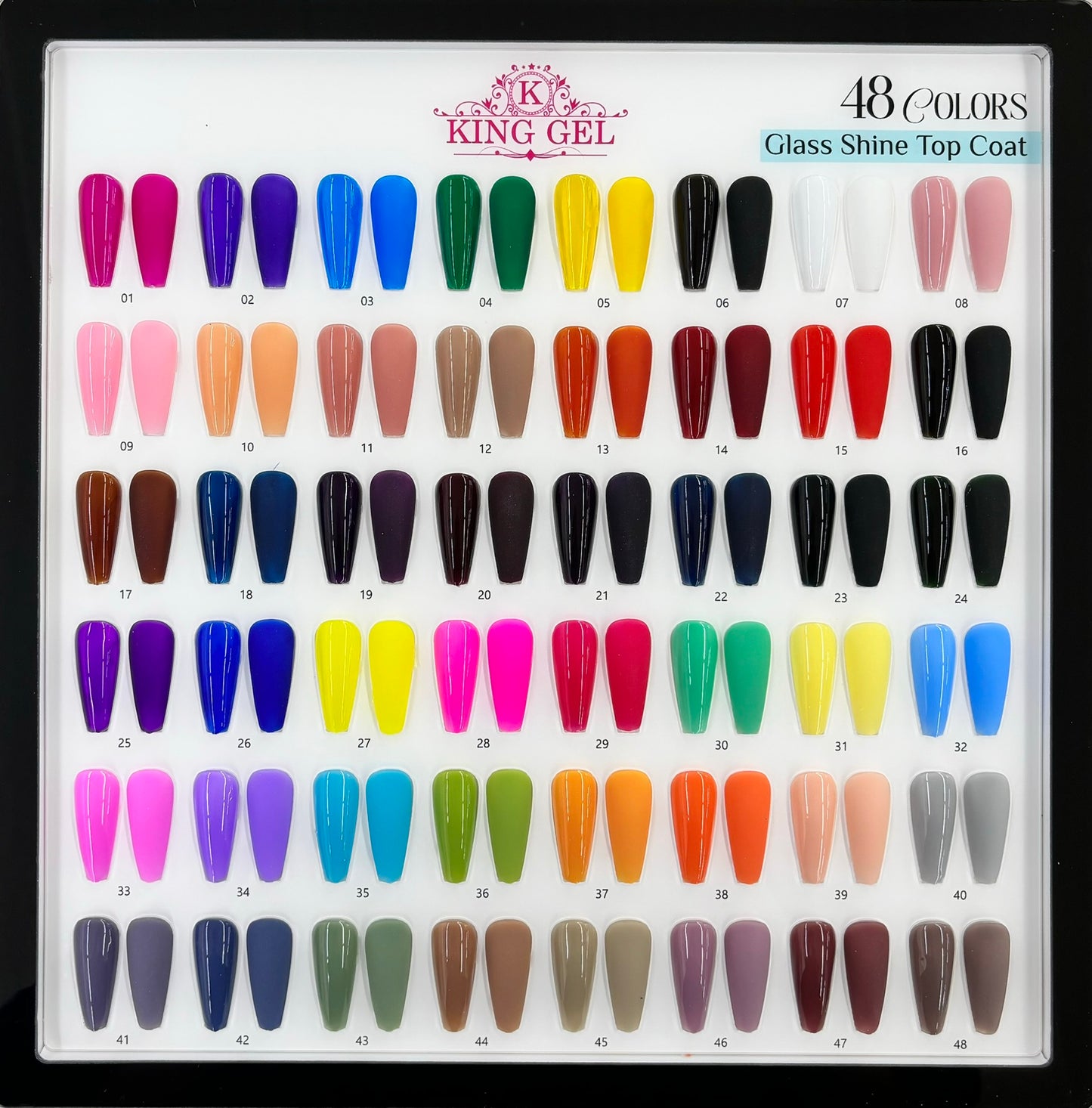 48 colors Glass Shine Top Coat Collection - KingGel