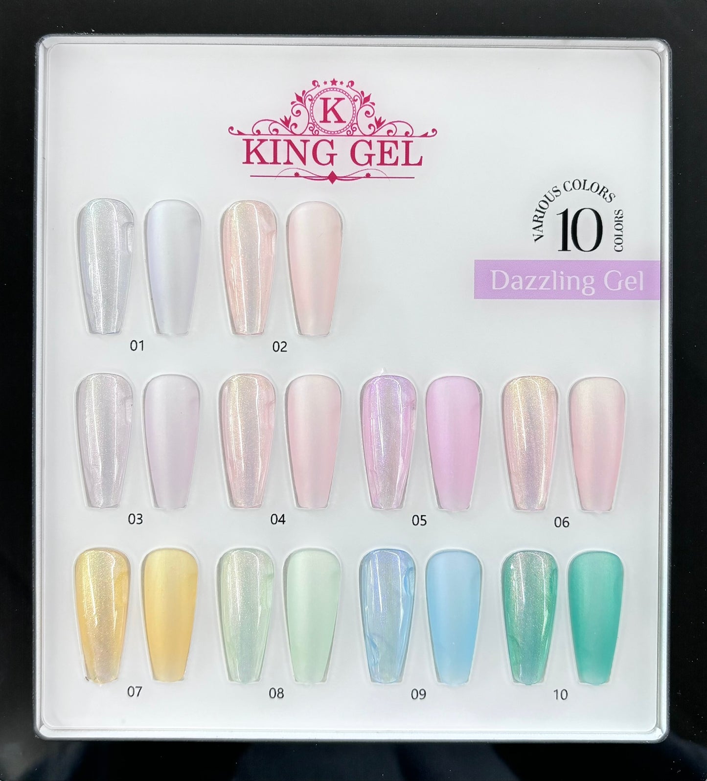 10 Colors Dazzling Gel Collection - KingGel Brand