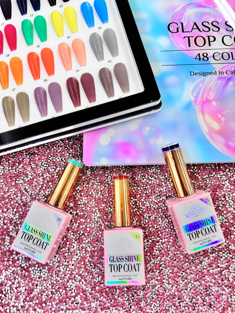 48 colors Glass Shine Top Coat Collection - KingGel