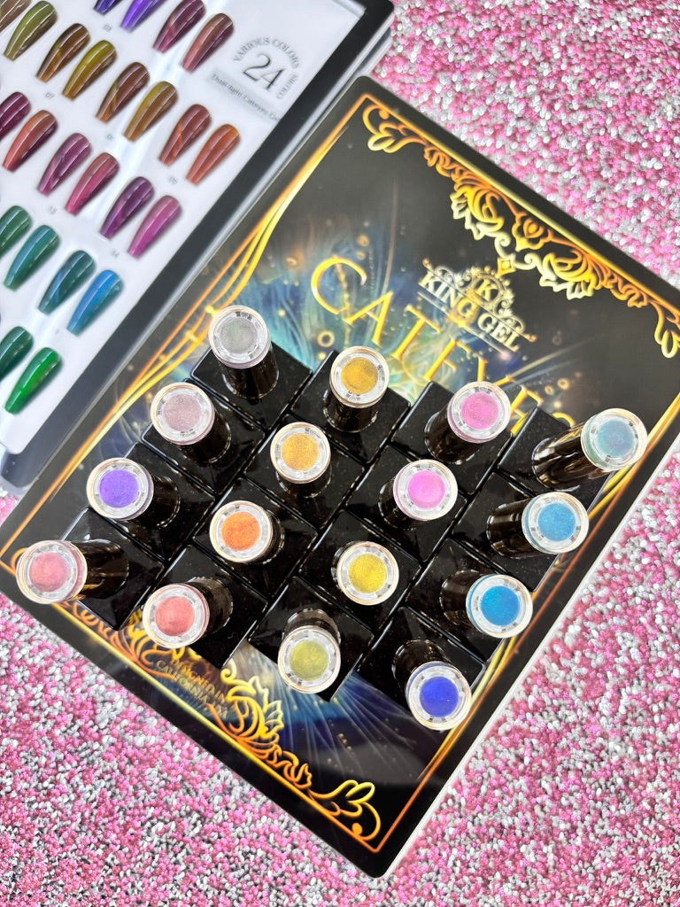 24 colors Dual Light Cateyes Collection - KingGel Brand