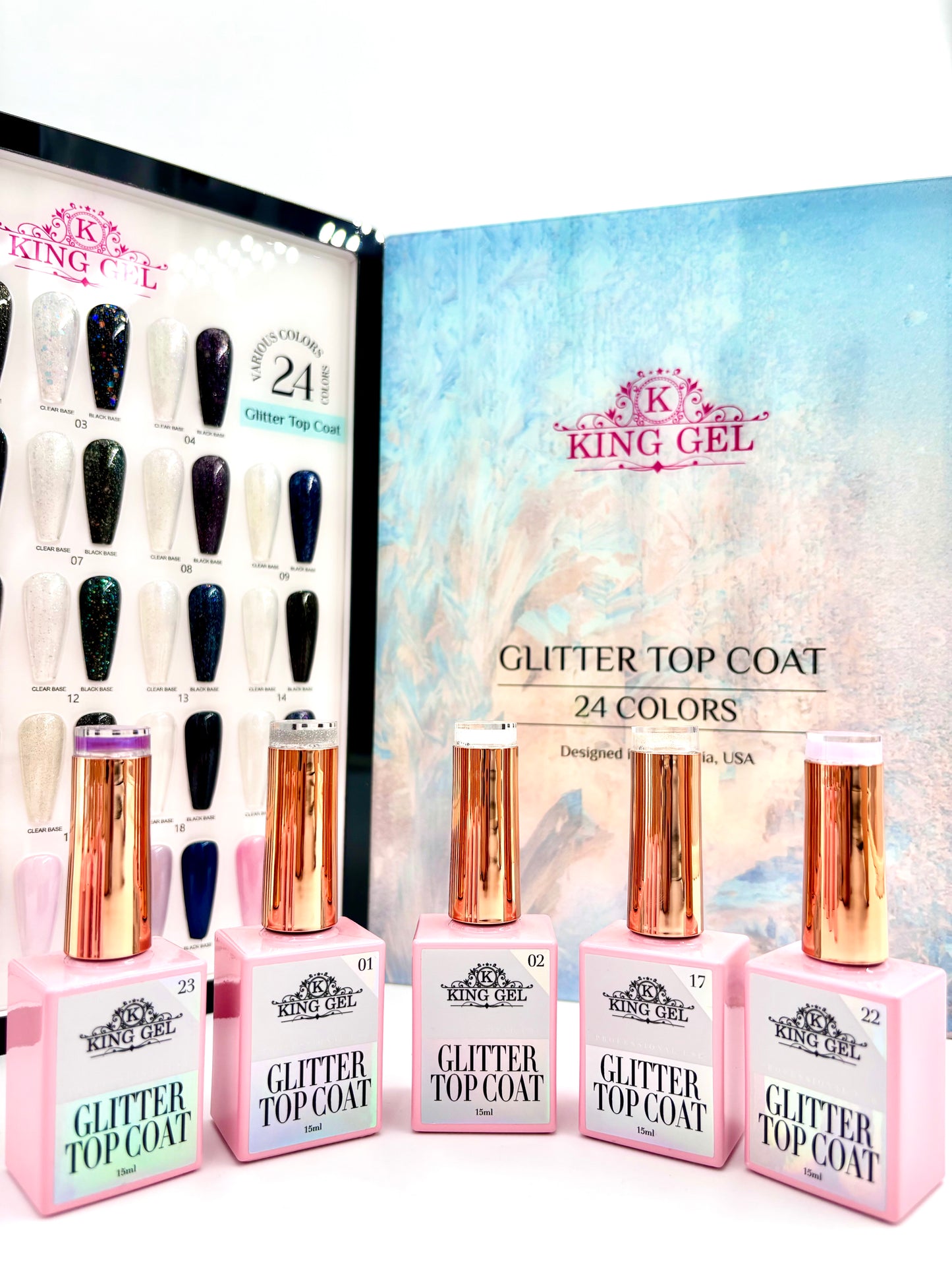 24 colors Glitter Top Collection - KingGel