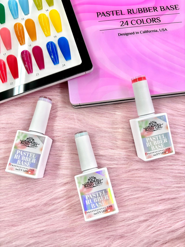 24 colors Pastel Rubber Base Collection - KingGel - Consistency similar to Builder Gel but not as thick