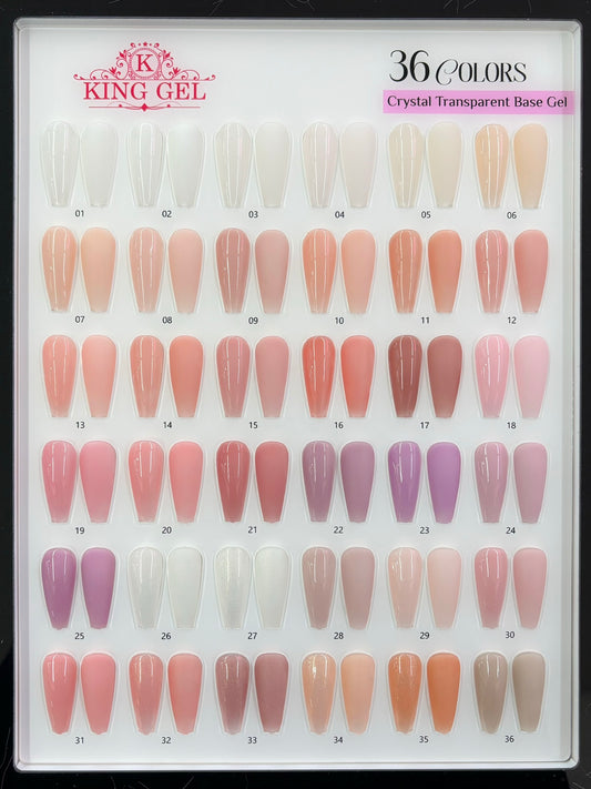 36 Colors Crystal Transparent Base Gel Collection - KingGel Brand
