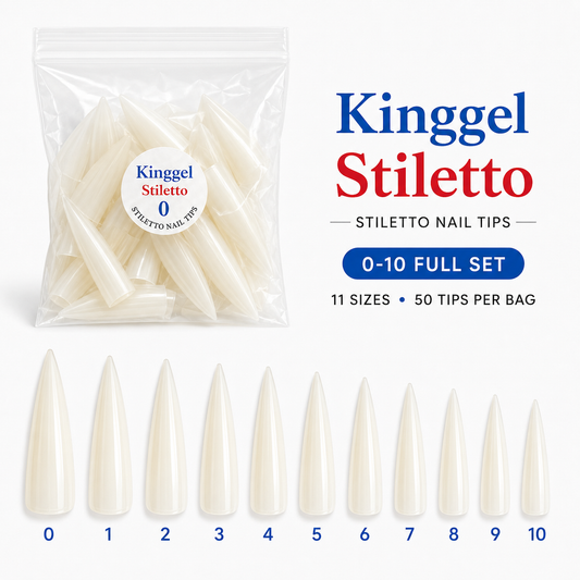 KingGel Acrylic Tip Stiletto Shape – Full Size 0–10 Bundles