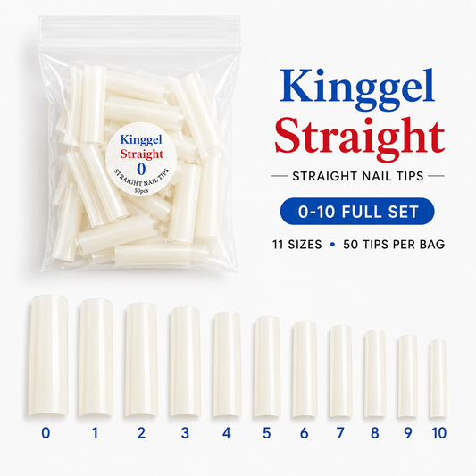KingGel Acrylic Nail Tip Straight Shape – Full Size 0–10 Bundles