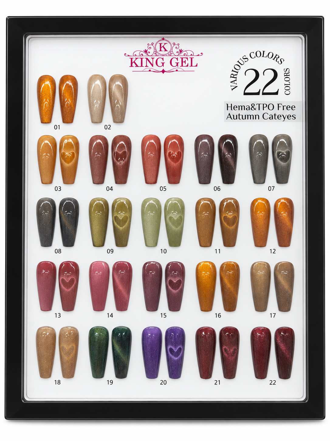 KING GEL Autumn Cateyes - studio numbered color chart
