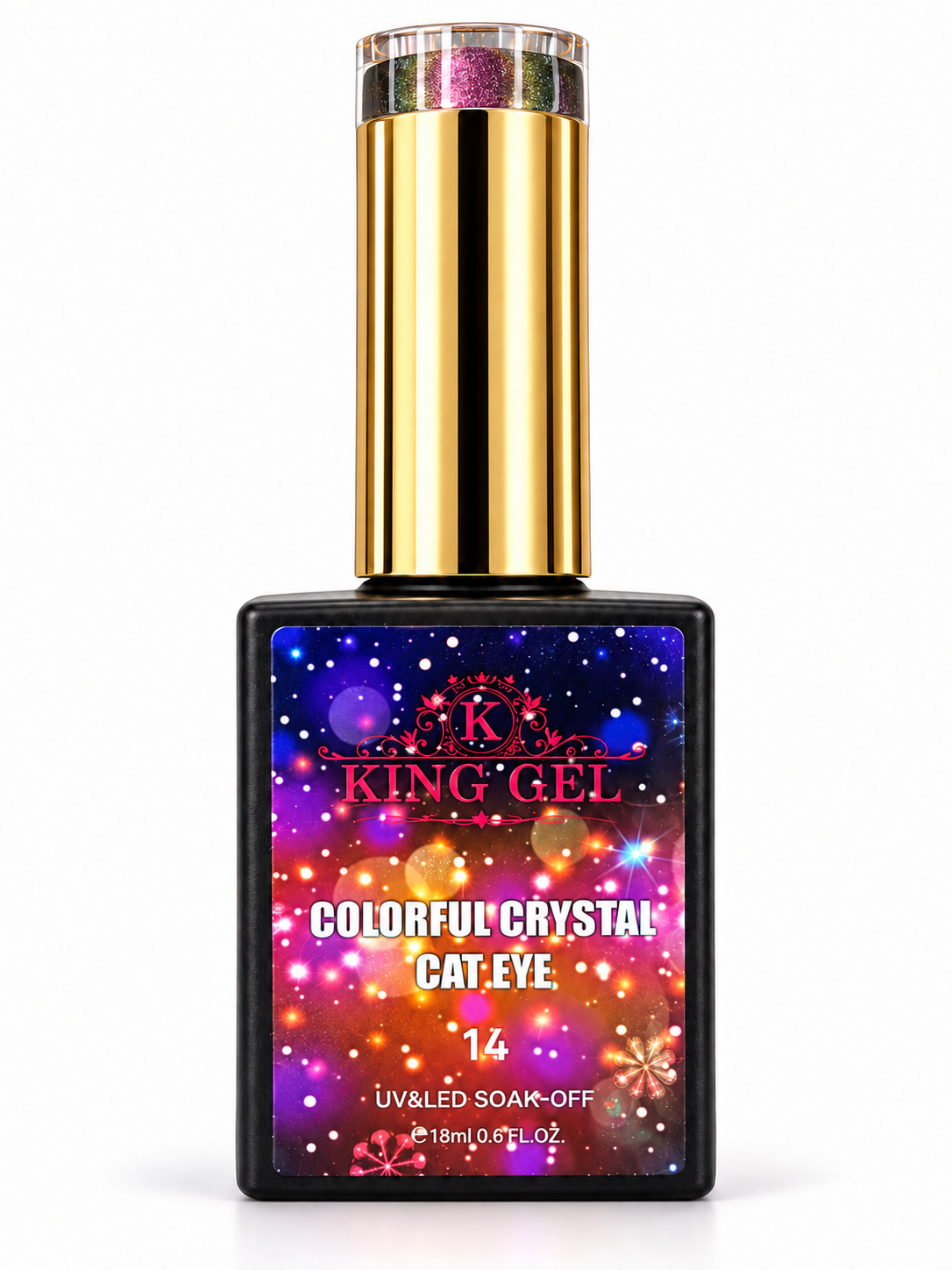 KING GEL Colorful Crystal Cat Eye bottle studio photo