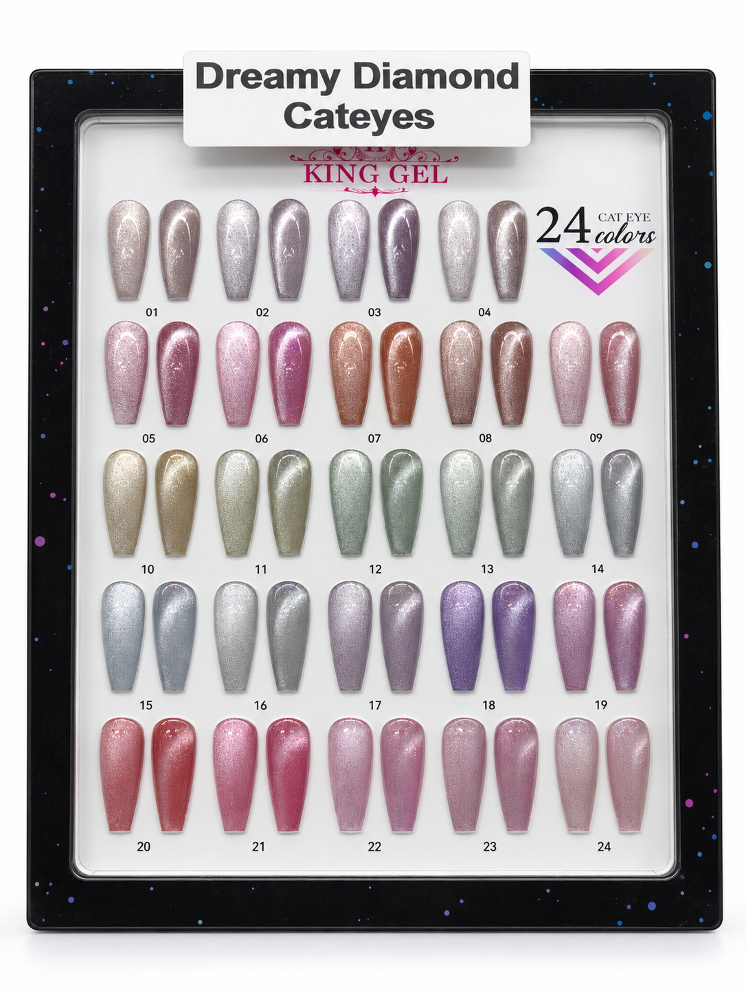 KING GEL Dreamy Diamond Cateyes - studio numbered color chart