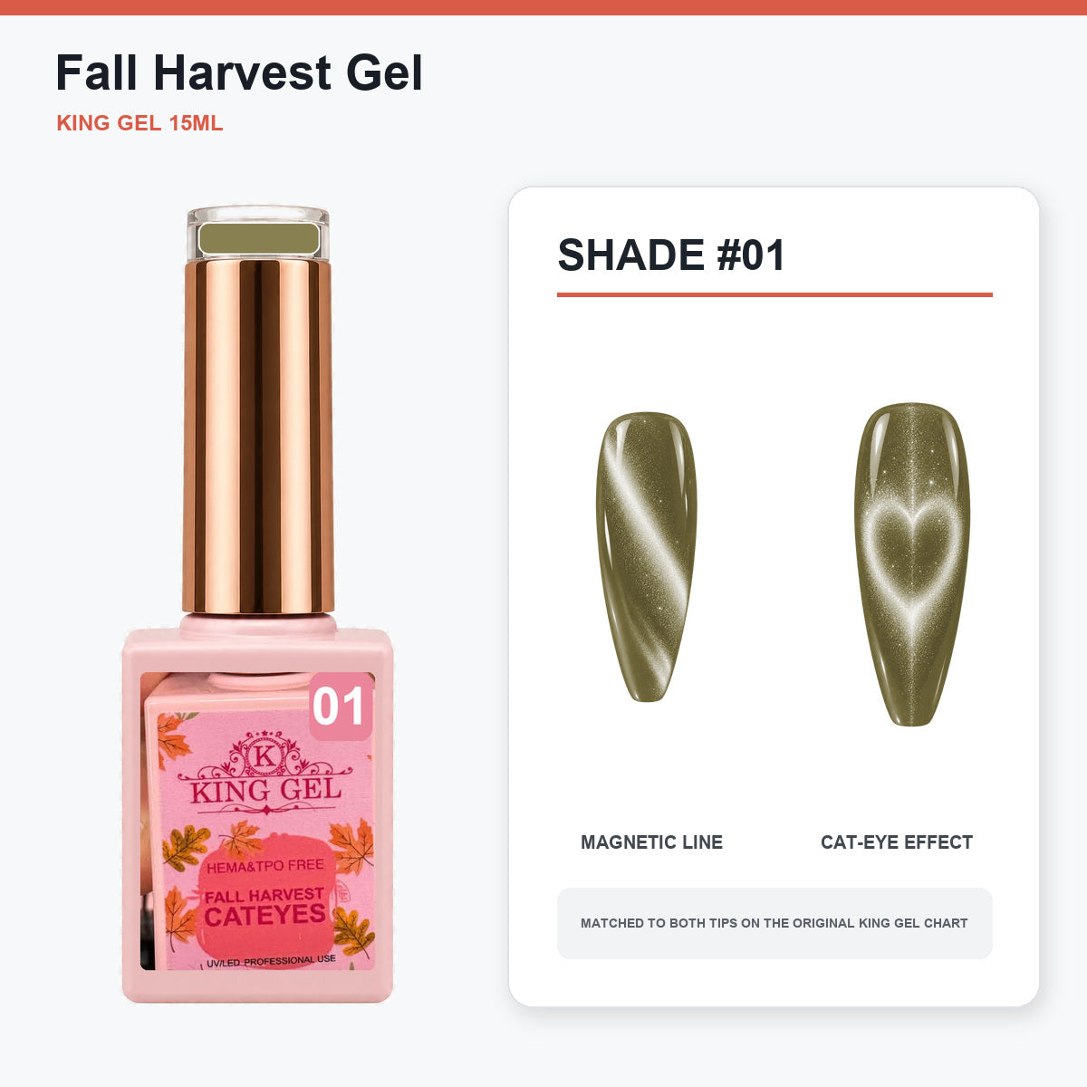 36 Colors Fall Harvest Gel Collection - KingGel Brand - Shade 1 bottle and chart-matched color - Studio V2