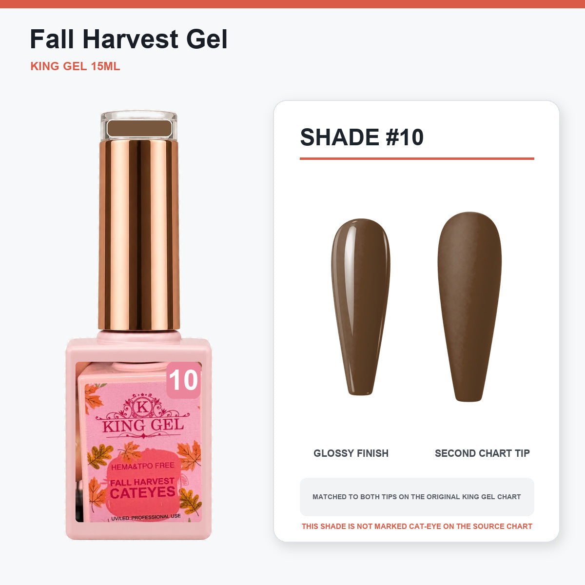 36 Colors Fall Harvest Gel Collection - KingGel Brand - Shade 10 bottle and chart-matched color - Studio V2