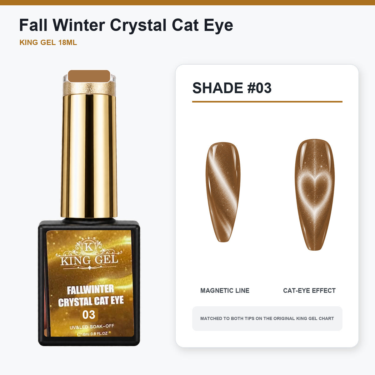 24 Colors Fall Winter Crystal Cat Eye Gel Collection - KingGel Brand - Shade 3 bottle and chart-matched color - Studio V2