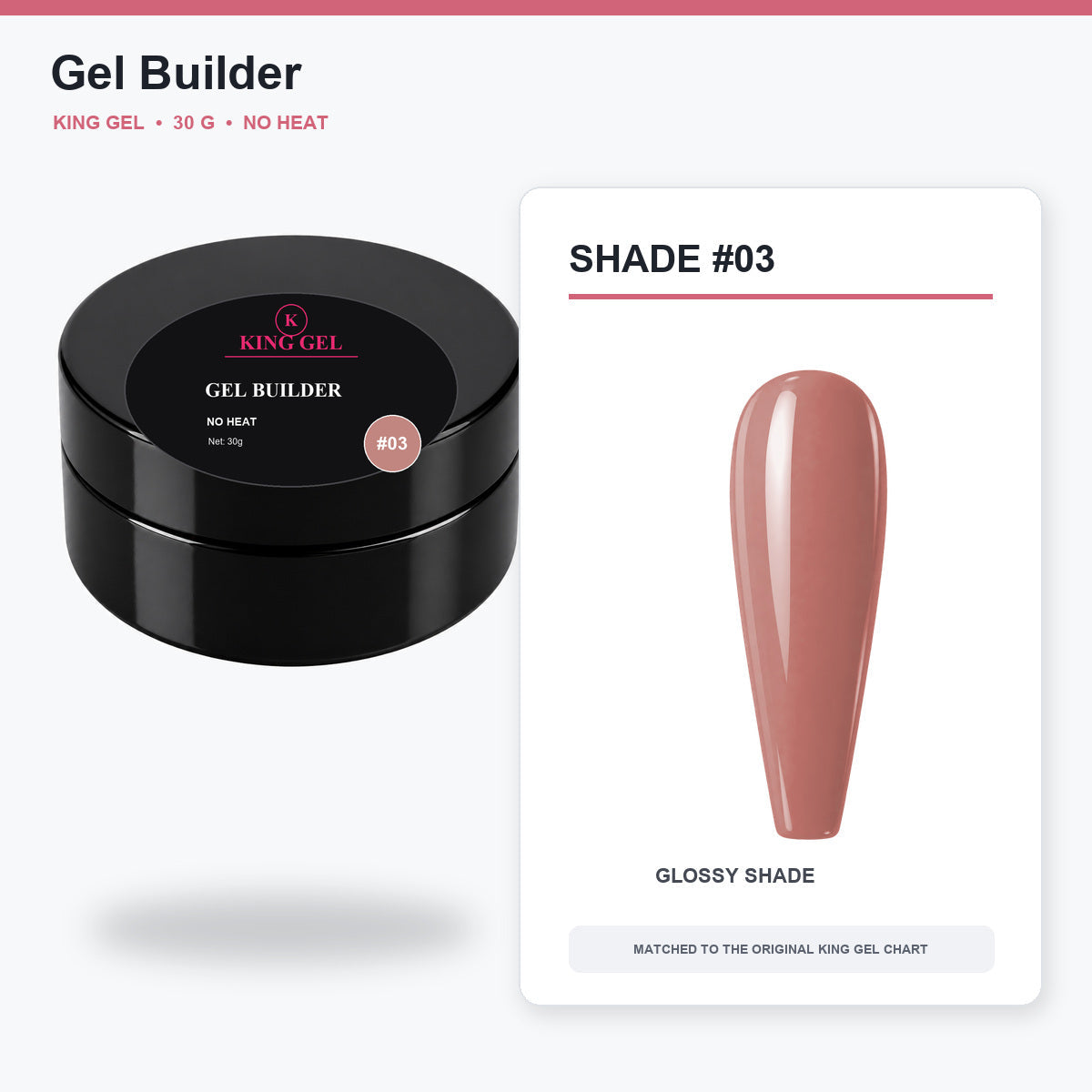 12 Colors Gel Builder Collection - KingGel Brand - Shade 3 30 g jar and chart-matched color - Studio V2