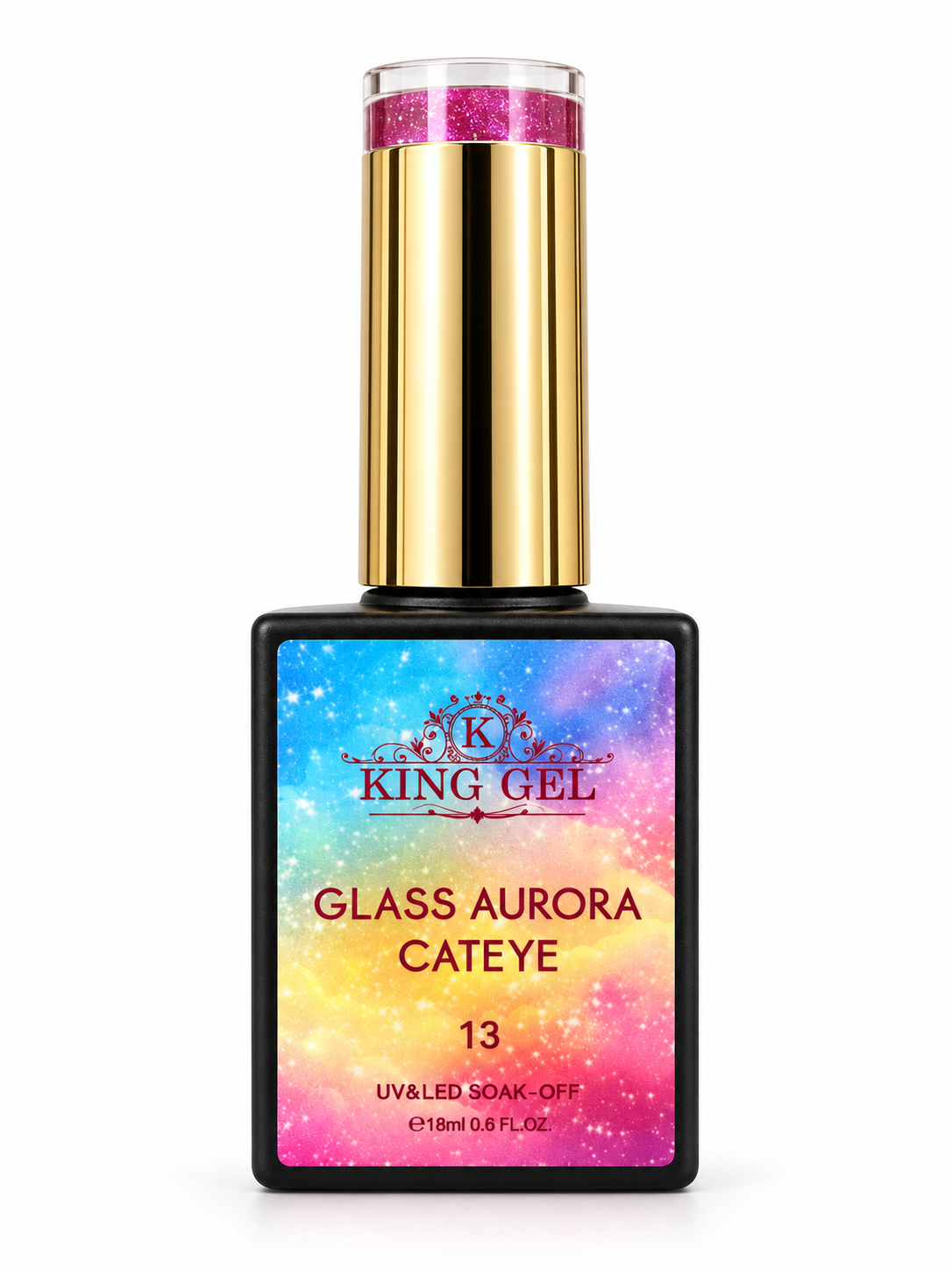 KING GEL Glass Aurora Cateyes bottle studio photo