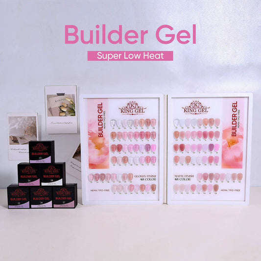 KingGel Builder Gel color chart with shades 01–48