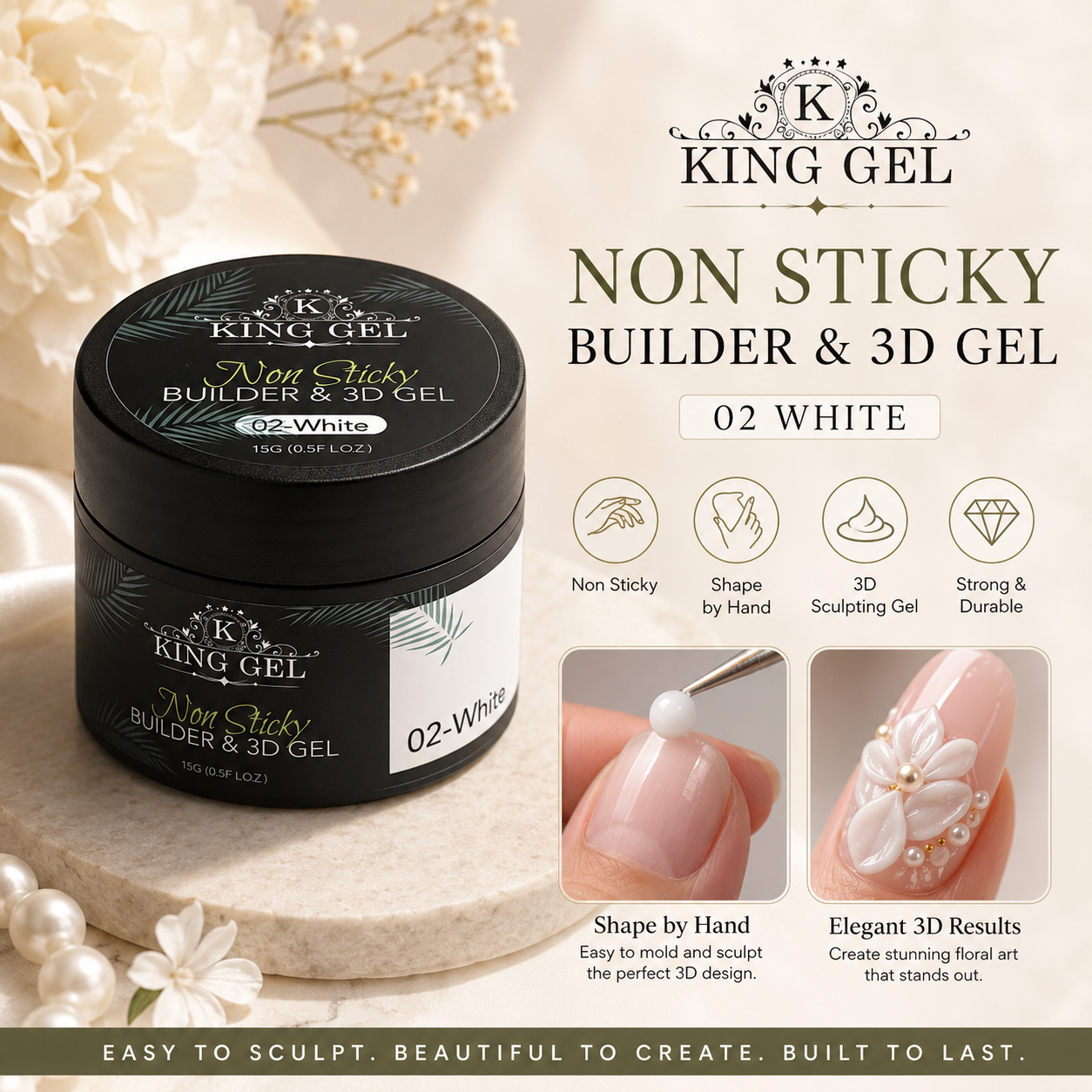 KingGel Non Sticky Builder & 3D Gel - #2 White