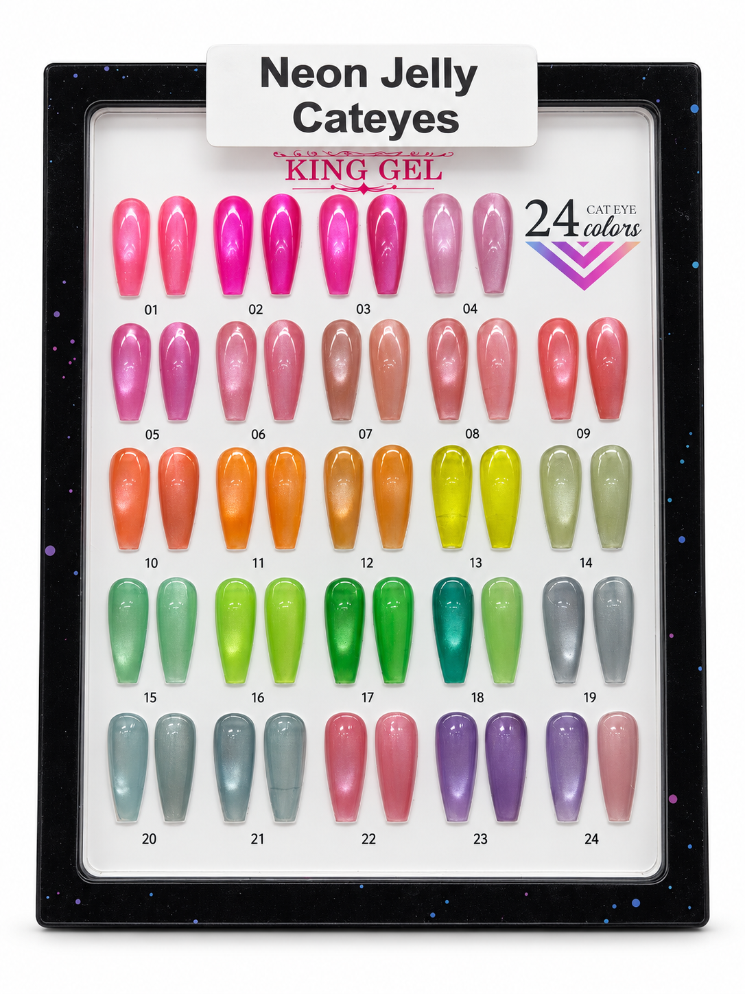 KING GEL Neon Jelly Cateyes - studio numbered color chart