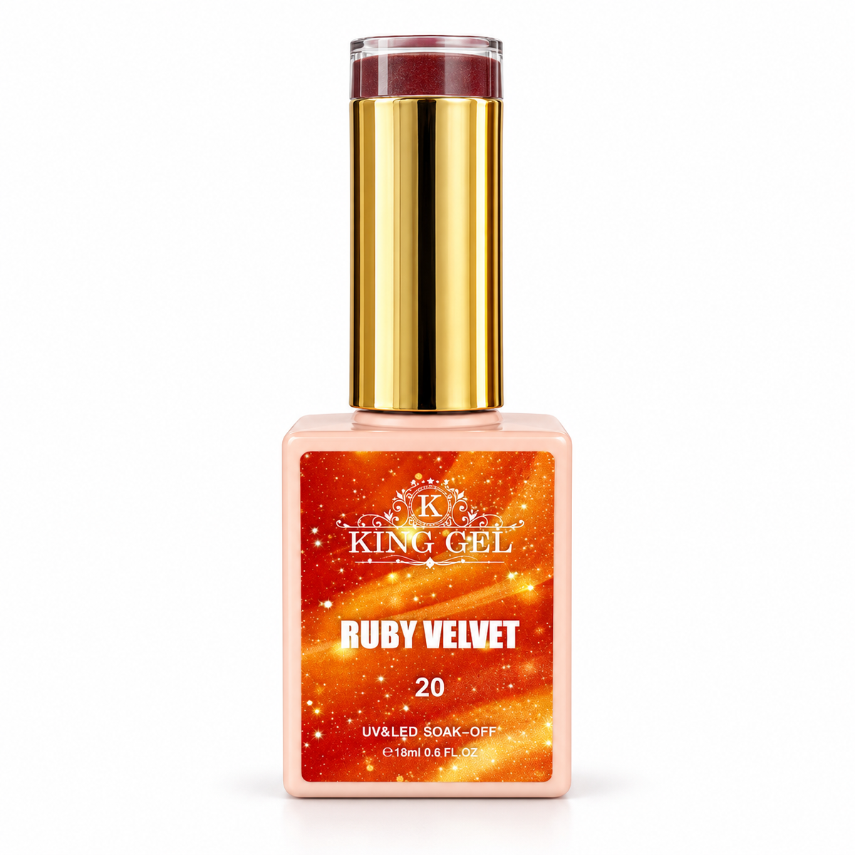 KING GEL Ruby Velvet Cateyes bottle studio photo
